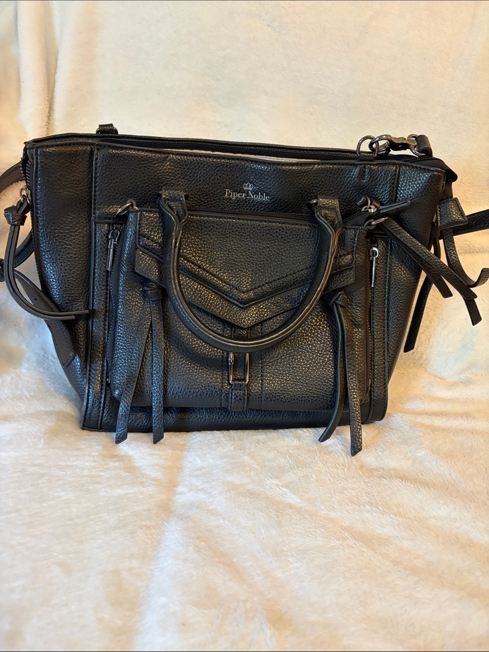Black Leather Convertible Shoulder Bag
